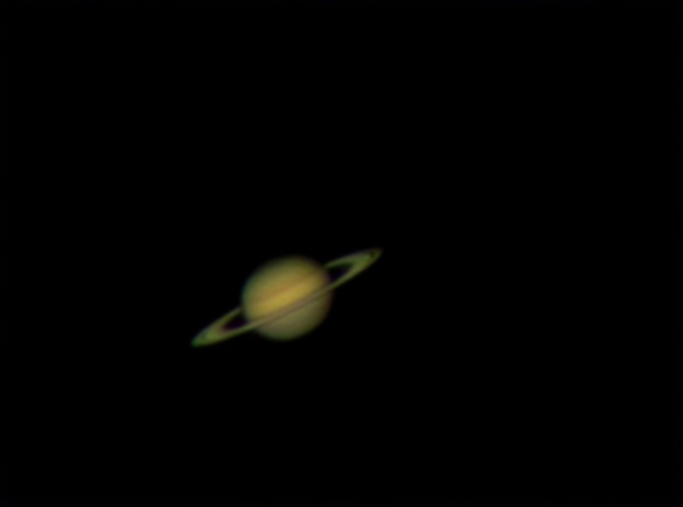 Saturno II.jpg -       SATURNO      * Fecha:   09-02-2008     * Lugar:      Las Rozas de Madrid (Madrid)        * Telescopio:   Celestron C6-N 150/750     * Montura:   CG5-GT     * C�mara:   Webcam SPC900 sin modificar     * M�todo:   Ocular 10 mm + lente barlow(2x)     * Procesado:   Video de 100 s. (780frames) tomado con QCFocus y procesado con RegiStax y Photoshop     * Visibilidad:   mala   